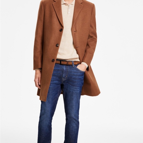 Kenneth Cole Reaction Brown Wool Long Coat - Picture 1 of 3
